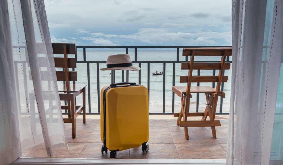 Luggage on a balcony with sea view bedbug free